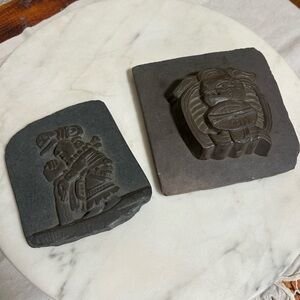 Mayan hand carved slate figurines by Garcia Sisters- vintage and RARE